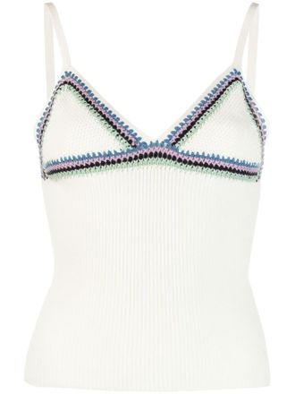 Chlo&eacute; v-neck fine-knit top - women - Wool - M - White