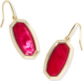 Kendra Scott Womens Dani Bezel Earrings In Gold / Carmine Red Illusion