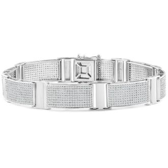 Pompeii3 5.66Ct Mens Diamond 8.5 Bracelet Silver 25 Grams 12mm Wide