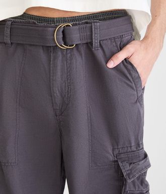 A&eacute;ropostale Mens Mens Solid Belted Cargo Shorts*** Black