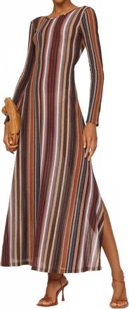 Something Navy Striped Reversible Dress In Brown Combo