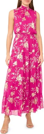 Halogen Tiered Maxi Sundress in Pink Multi at Nordstrom Rack, Size Medium