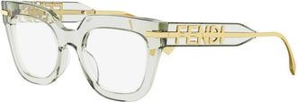 Fendi Square Eyeglasses - Dames - Brillen - Groen - 50 MM - Accessoires