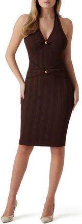 Marciano Kathleen Rib Halter Sweater Dress in Rich Brown at Nordstrom, Size 12 Us