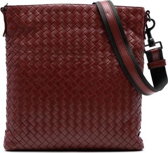 Bottega Veneta Pre-owned Cross Body Bags, female, Red, Size: ONE SIZE Pre-owned Woven Leather Crossbody Bag