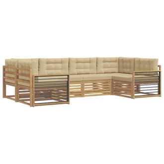 vidaXL Conjunto De Sof&aacute;s De Exterior Con Coj&iacute;n 6 Pcs Y Beige Vidaxl