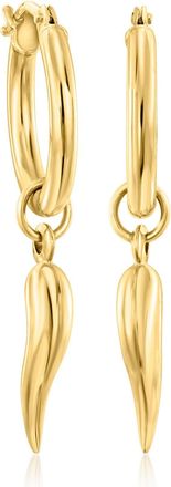 Canaria Canaria 10kt Yellow Gold Hoop Earrings With Removable Italian Horn Drops