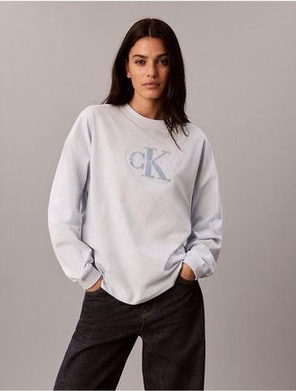 Calvin Klein Jeans Calvin Klein Womens Denim Applique Monologo Tee - Blue - XL