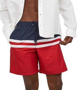 Generic Mens Jacob Swim Shorts Swimwear Trunks - Ex Store New Without Tags Navy/Red