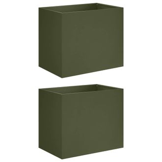 vidaXL Macetero De Jard&iacute;n 2 Uds. Verde Oliva 50 X 40 X 50 Cm Vidaxl
