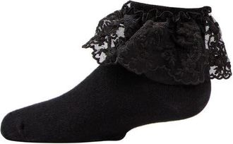 MeMoi Petite Floral Lace Anklet Socks in Black at Nordstrom, Size 6-12M