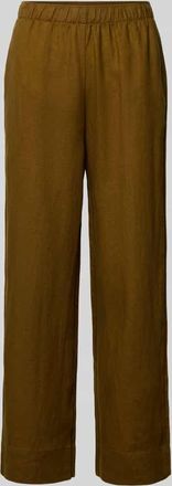 Mango Leinenhose mit elastischem Bund Modell LINO in Oliv, Gr&ouml;&szlig;e XS
