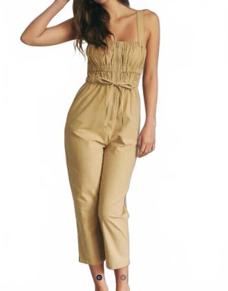 Mustard Seed Ruched Jumpsuit In Beige