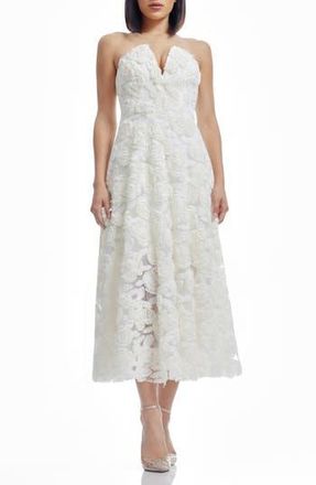 Dress The Population Briella Rosette Strapless Fit & Flare Dress in Off White at Nordstrom Rack, Size Xx-Large