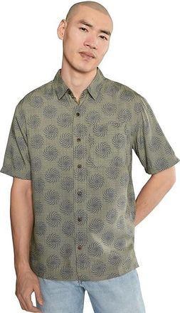 Royal Robbins Camino Pucker Short Sleeve Mens Jacket Olive Ray Print : 2XL, Modal/Polyester/Tencel