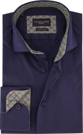 Cavallaro Overhemden, Heren, Blauw, XL, Katoen, Laveno Shirt
