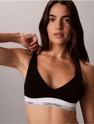 Calvin Klein Womens Icon Cotton Modal Push Up Triangle Bra - Black - XXS