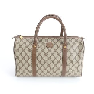 Gucci Brown Leather Coated Canvas Handbag Tote Bag (Pre-Owned)