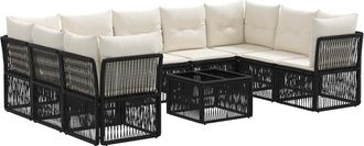 vidaXL Conjunto De Sof&aacute;s De Jard&iacute;n 10 Uds. Negro Rat&aacute;n Sint&eacute;tico Vidaxl