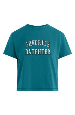 Favorite Daughter The Collegiate Logo Crop Graphic T-Shirt in Emerald/Off White at Nordstrom, Size Xx-Large