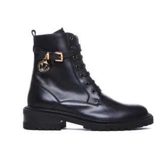 Via Roma 15 Black Button Strap Ankle Boots - female - Via Roma 15 - Lace-up Boots - Black - 5 UK - Shoes
