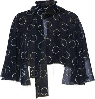 Prada dot-print georgette top - women - Nylon - 38 - Blue
