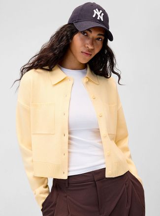 Twik Womens Polo Shirt-collar boxy cardigan