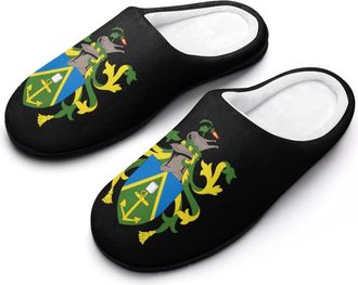 Generic Coat of Arms of Pitcairn Islands Funny Mens Cotton Slippers Soft Non-Slip Rubber Sole House Slipper Indoor Outdoor