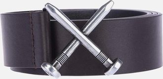 Off-white Mens Crossed Nail Belt - Black - Size: 43 inch