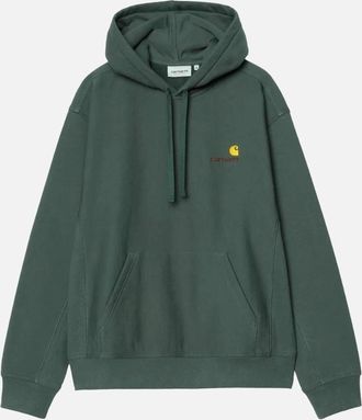 Carhartt Work in Progress Mens Carhartt WIP Hooded American Script Sweatshirt - Kale Green - Size: 42