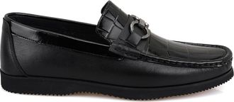 Desa Mens Leather Slip-Ons - Rubber Sole, Flat Heel, Breathable | Black - 44