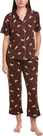 Flora Nikrooz Flora By Flora Nikrooz 2Pc Printed Knit Notch Collar Pajama Set