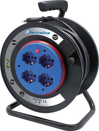 Trade Shop Trade Shop - Prolunga Elettrica Cavo 15 Mt Avvolgicavo 4 Prese Schuko Polivalenti Spina 16a
