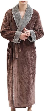 Generic Mens Bathrobe Fleece Dressing Gown Mens Black Bathrobe Nightwear Gift Wrap Dressing Gown Robe Nightwear Hooded Bathrobe Soft Cotton Terry Robes Gowns 