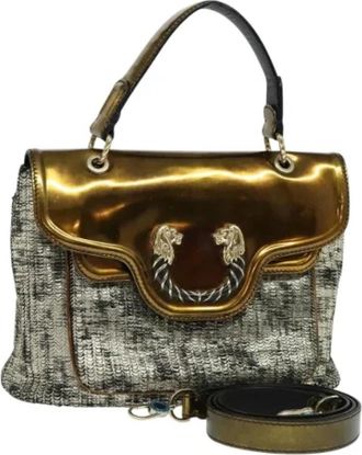 Bulgari Tweedehands leren handtassen - Dames - Vintage Handtas - Grijs - ONE Size - Leer - Vintage