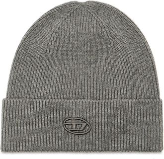 Diesel Ribbed beanie with D embroidery - Knit caps - Unisex - Grey