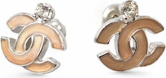 Chanel pink Metal Rhinestone Stud Earrings (Pre-Owned)