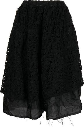 Comme Des Garçons lace-detail layered midi skirt - women - Polyester - S - Black