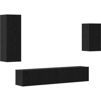 vidaXL Vidaxl - Juego De Muebles De Tv 4 Pcs Roble Negro 30.5 X 30 X 90 Cm