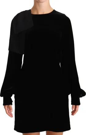 N&deg;21 Sheath A-line Black Viscose Long Sleeves Round Neck Mini Womens Dress