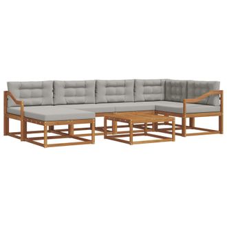 vidaXL Conjunto De Sof&aacute;s De Exterior 7 Pcs Gris Natural Y Claro Vidaxl
