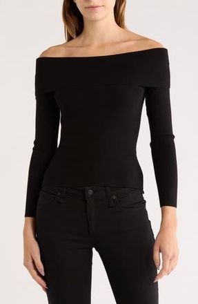 NSR Off the Shoulder Rib Knit Top in Black at Nordstrom Rack, Size X-Large