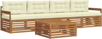vidaXL Conjunto De Sof&aacute;s De Exterior 5 Uds. Natural Y Crema Vidaxl