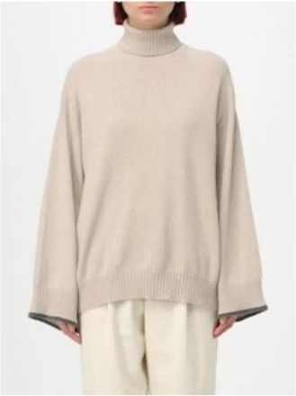 Brunello Cucinelli BEIGE TURTLENECK OVERSIZED SWEATER