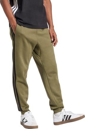 adidas Essentials 3-Stripes Fleece Sweatpants in Olive Strata/Black/ at Nordstrom Rack, Size Large