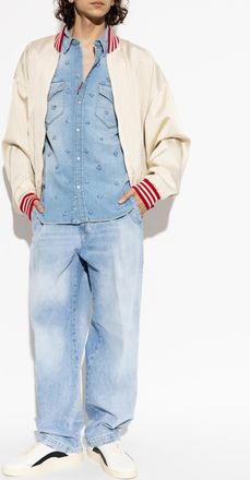 Dsquared2 Denim Shirt With Shimmering Appliqu&eacute;s, Mens, Blue