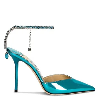 Jimmy Choo London Saeda 100 Metallic Leather Pumps, Brand Size 34 ( US Size 4 )