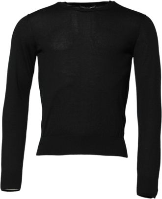 Dolce & Gabbana Black Cashmere Crew Neck Long Sleeves Mens T-shirt (Pre-Owned)