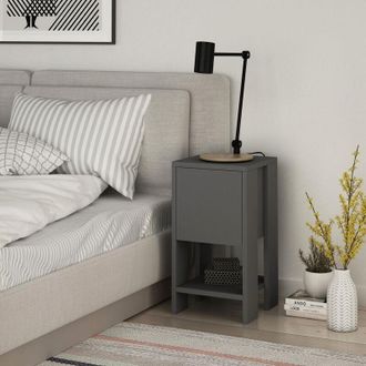 Decortie Decortie - Ema Modern Bedside Table Anthracite Grey 30cm Width Bedroom Furniture - Anthracite Grey