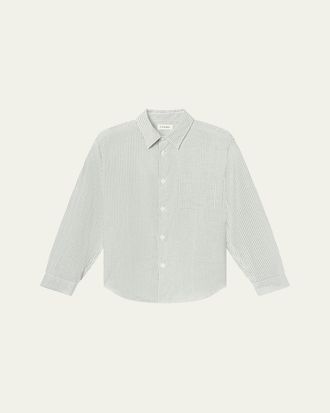 Frame Denim Mens Striped Tencel-Blend Button-Down Shirt